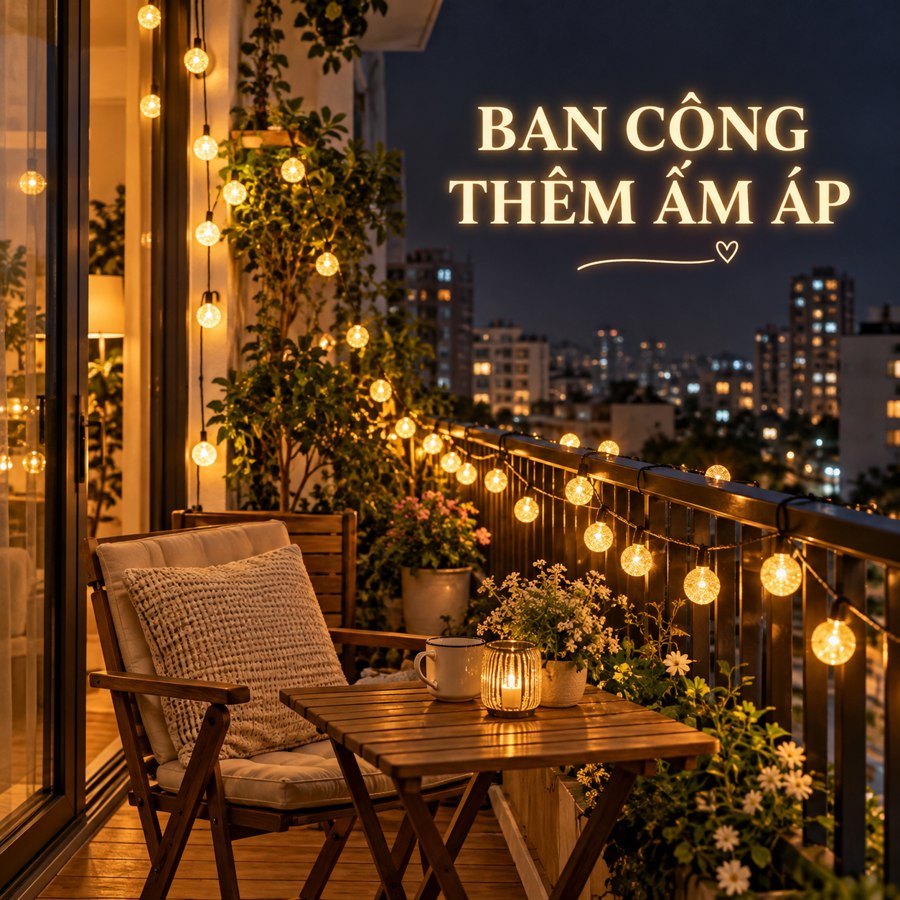 Đèn năng lượng mặt trời trang trí ban công